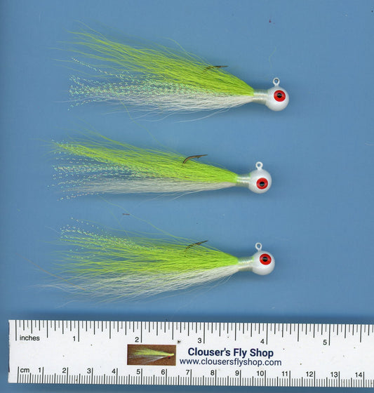 Bucktail Jigs with Painted Heads & Eyes 1/4 oz 3 pack