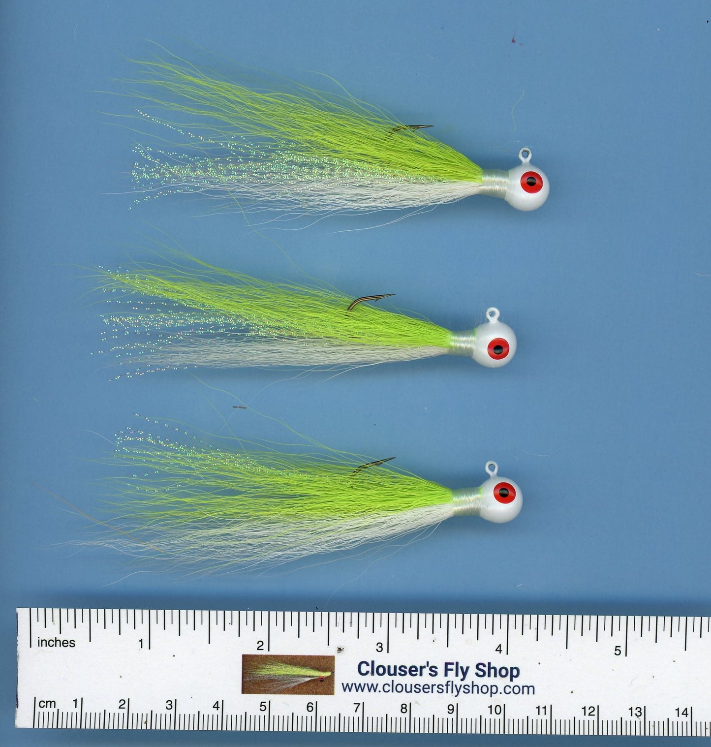 Bucktail Jigs with Painted Heads & Eyes 1/8 oz 3 pack