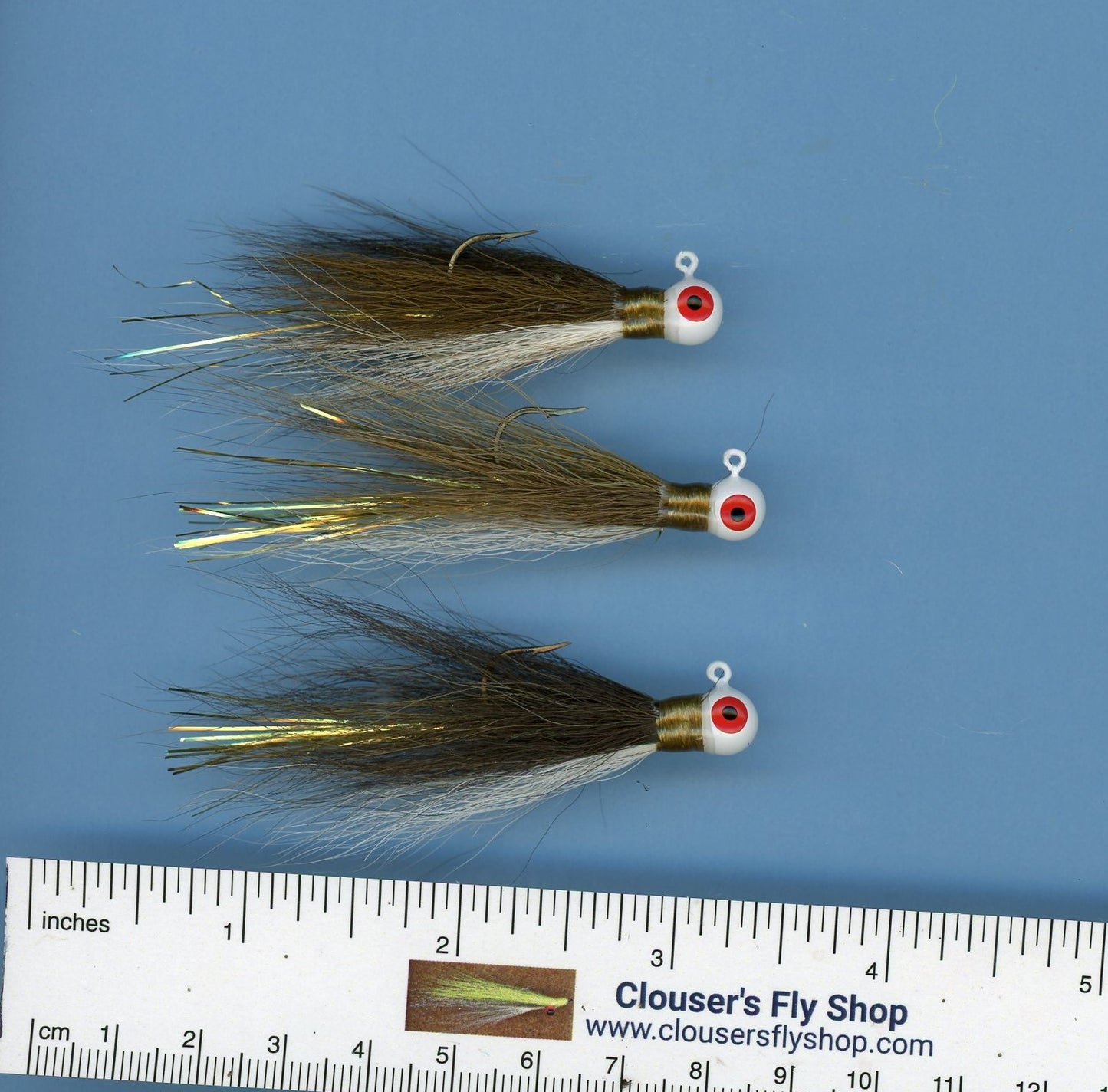 Bucktail Jigs with Painted Heads & Eyes 1/8 oz 3 pack